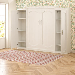 Novogratz Her Majesty Murphy Bed with Cabinets, Queen Size - White - Queen