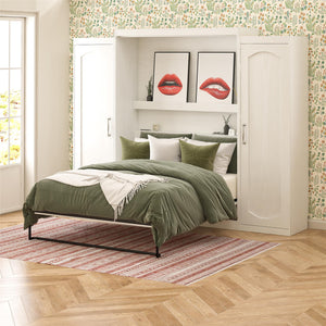 Novogratz Her Majesty Murphy Bed with Cabinets, Queen Size - White - Queen