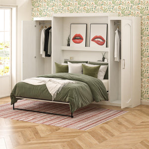 Novogratz Her Majesty Murphy Bed with Cabinets, Queen Size - White - Queen