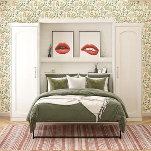 Novogratz Her Majesty Murphy Bed with Cabinets, Queen Size - White - Queen