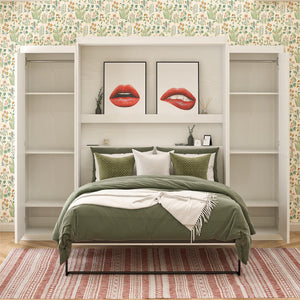 Novogratz Her Majesty Murphy Bed with Cabinets, Queen Size - White - Queen