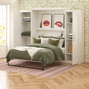 Novogratz Her Majesty Murphy Bed with Cabinets, Queen Size - White - Queen