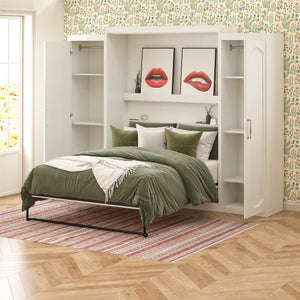 Novogratz Her Majesty Murphy Bed with Cabinets, Queen Size - White - Queen