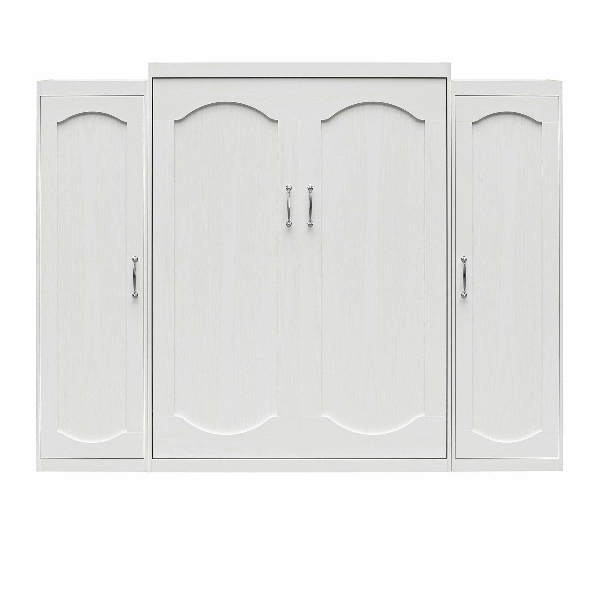 Novogratz Her Majesty Murphy Bed with Cabinets, Queen Size - White - Queen