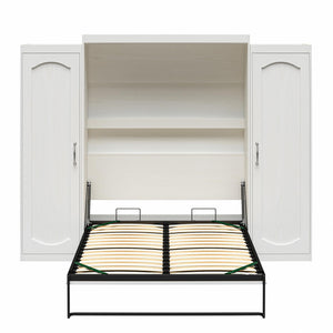 Novogratz Her Majesty Murphy Bed with Cabinets, Queen Size - White - Queen