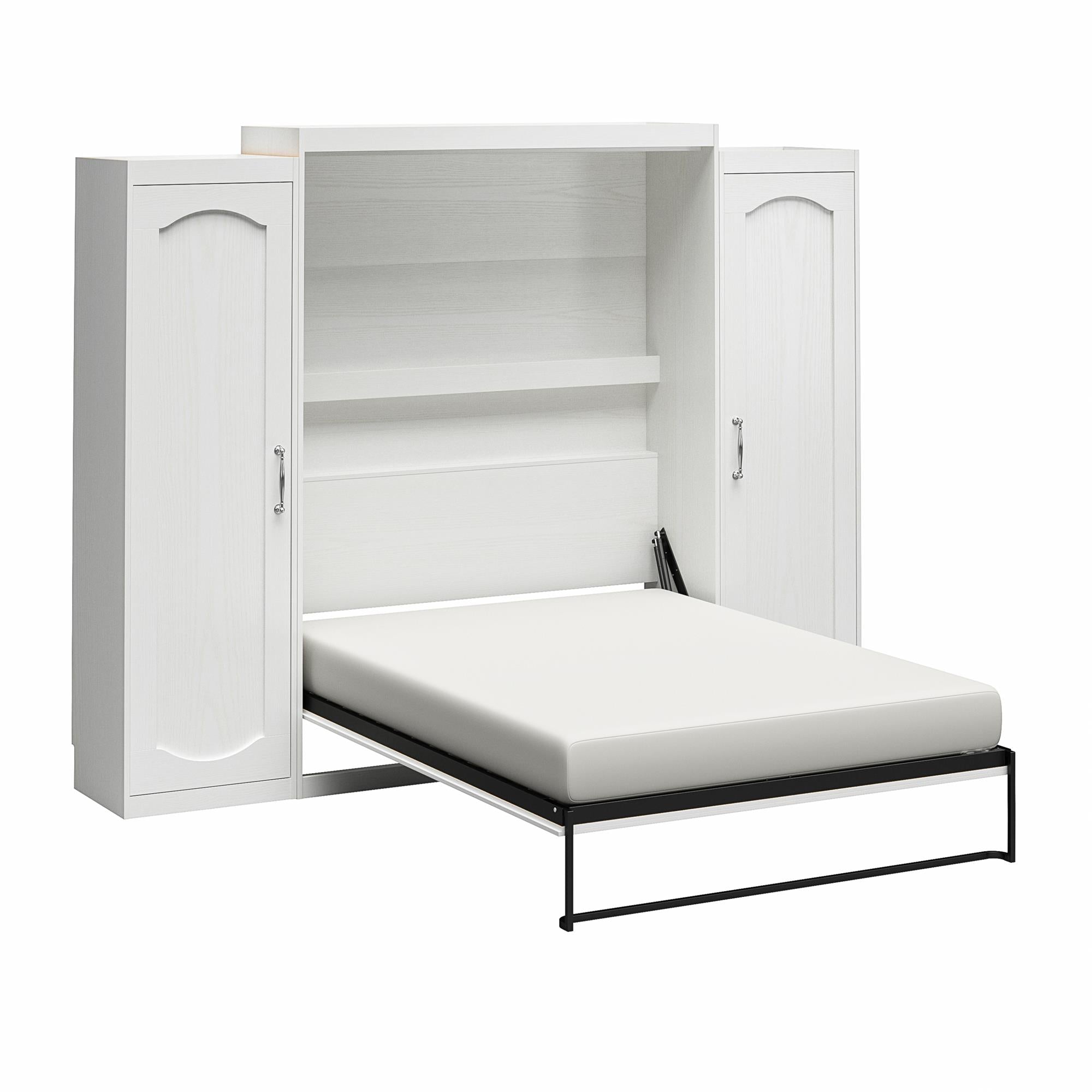 Novogratz Her Majesty Murphy Bed with Cabinets, Queen Size - White - Queen