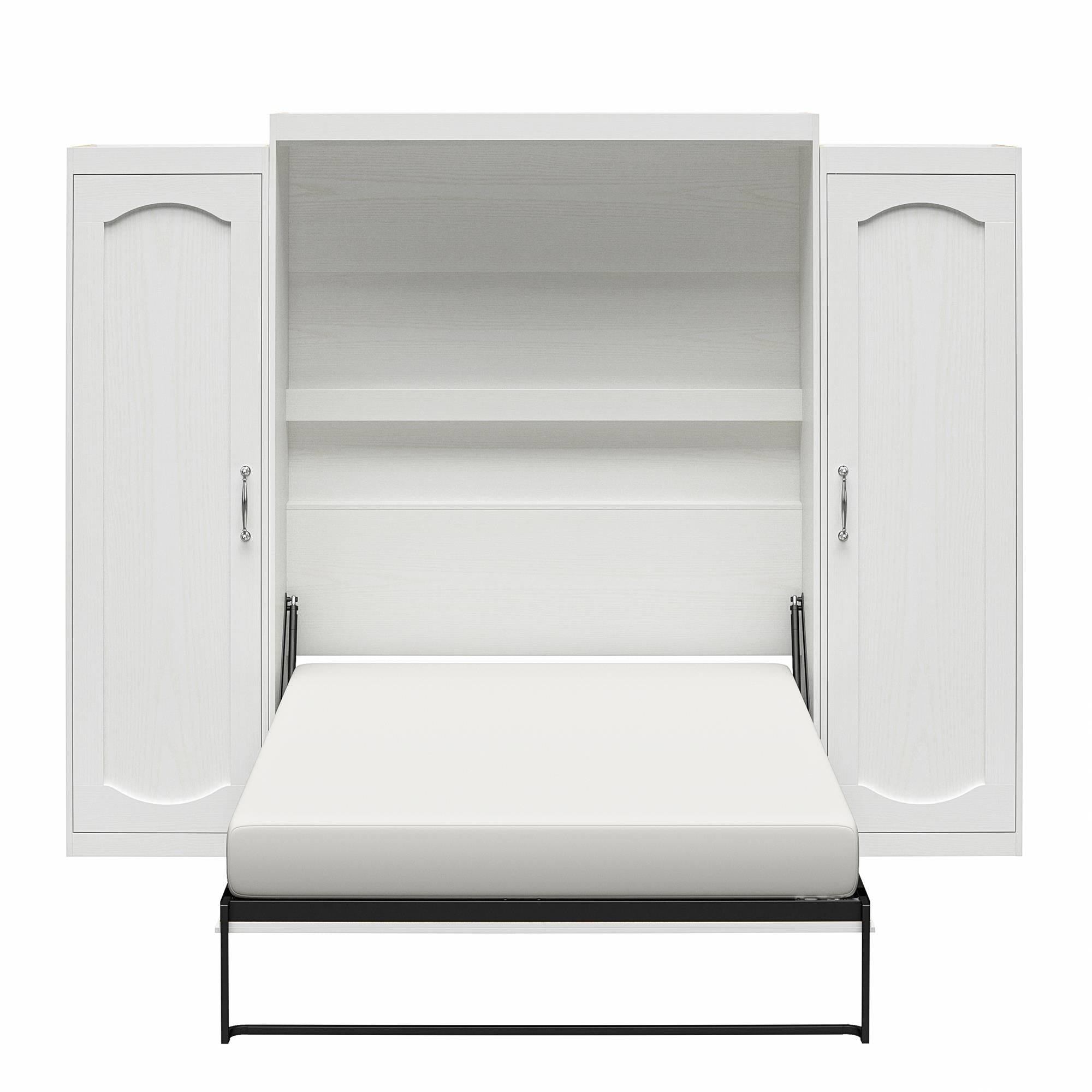 Novogratz Her Majesty Murphy Bed with Cabinets, Queen Size - White - Queen