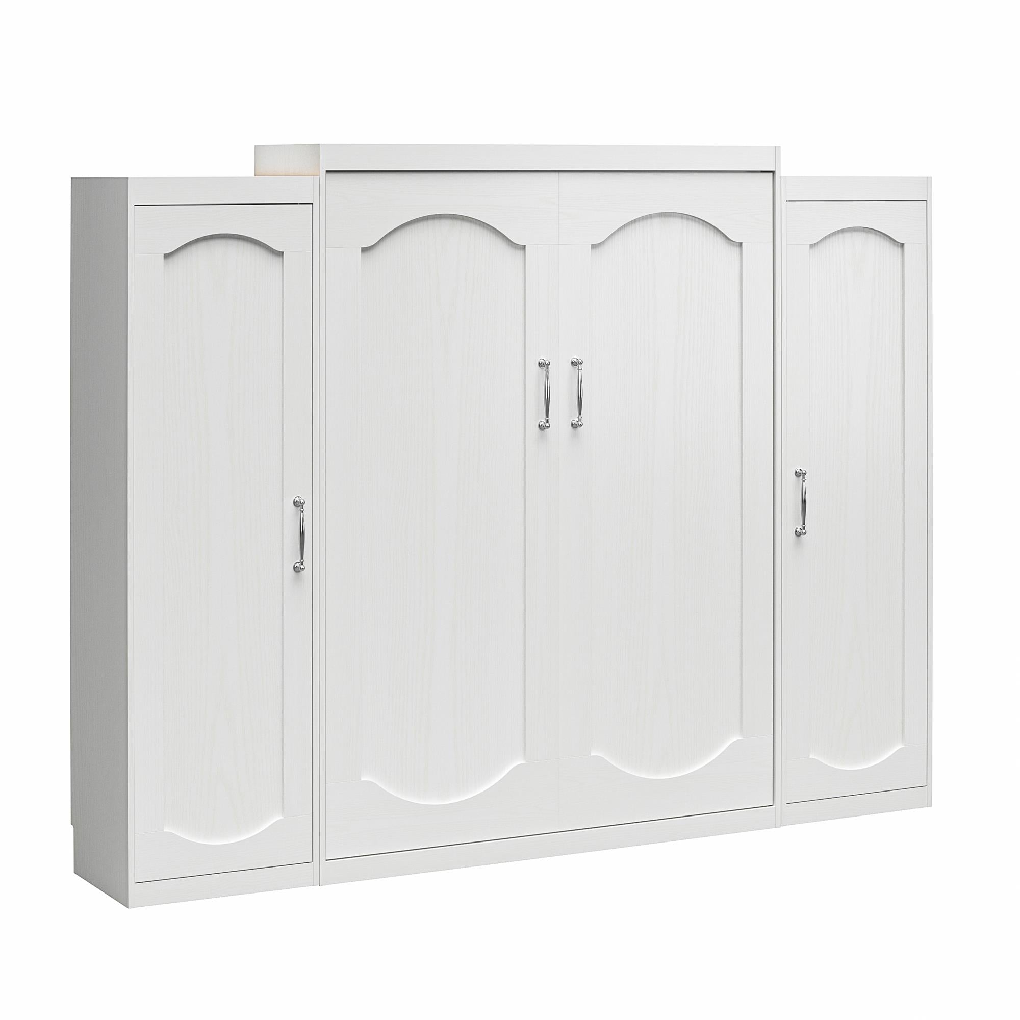 Novogratz Her Majesty Murphy Bed with Cabinets, Queen Size - White - Queen