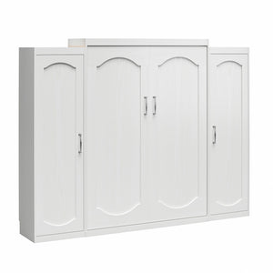 Novogratz Her Majesty Murphy Bed with Cabinets, Queen Size - White - Queen