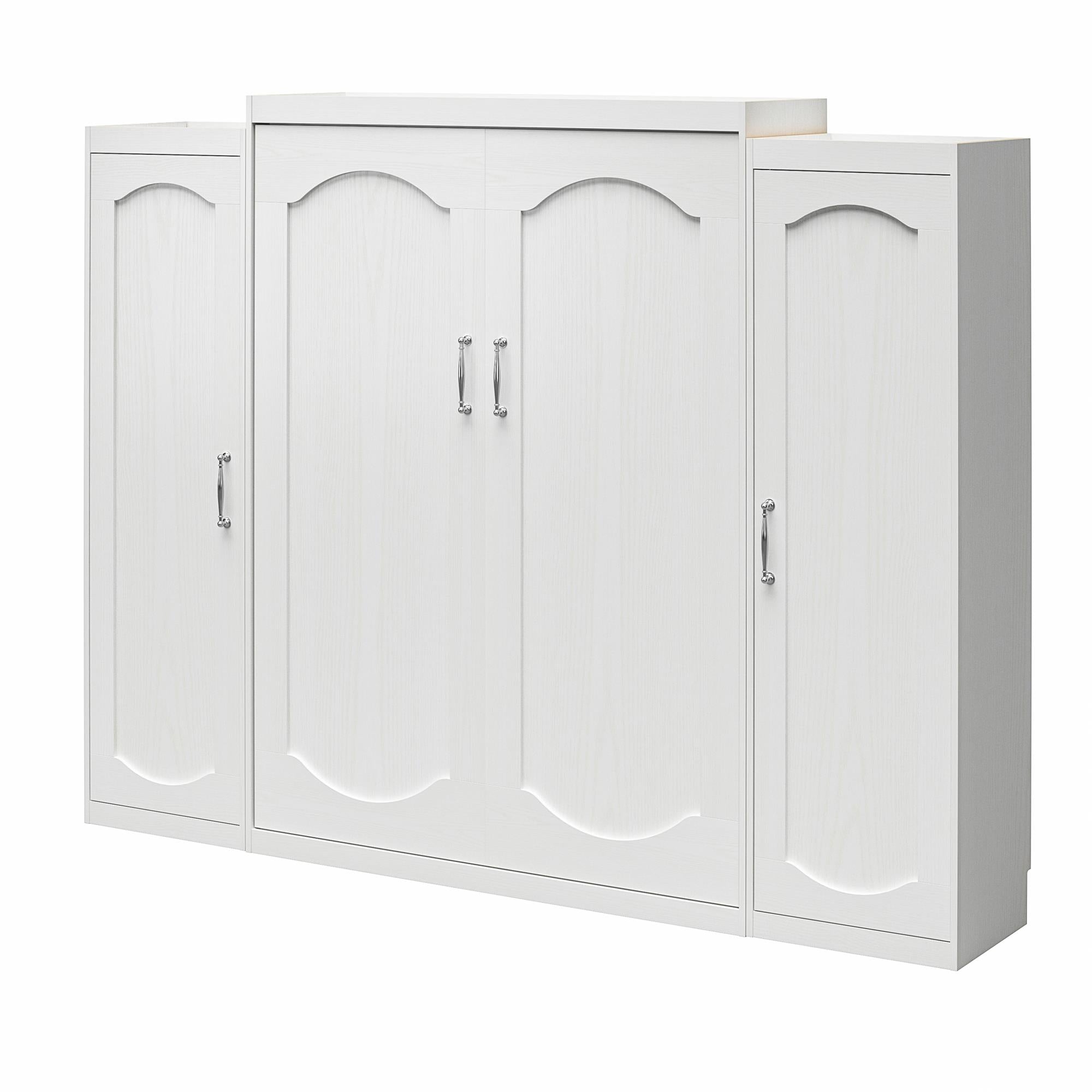 Novogratz Her Majesty Murphy Bed with Cabinets, Queen Size - White - Queen
