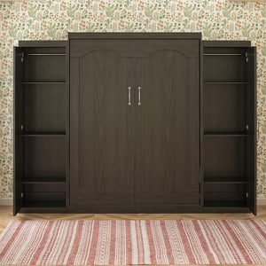 Novogratz Her Majesty Murphy Bed with Cabinets, Queen Size - Black Oak - Queen