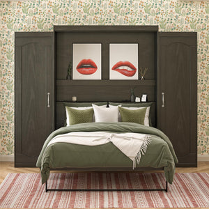Novogratz Her Majesty Murphy Bed with Cabinets, Queen Size - Black Oak - Queen