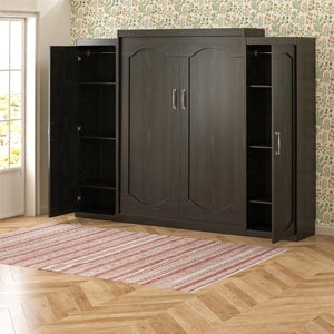 Novogratz Her Majesty Murphy Bed with Cabinets, Queen Size - Black Oak - Queen