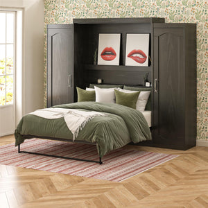 Novogratz Her Majesty Murphy Bed with Cabinets, Queen Size - Black Oak - Queen