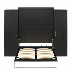 Novogratz Her Majesty Murphy Bed with Cabinets, Queen Size - Black Oak - Queen