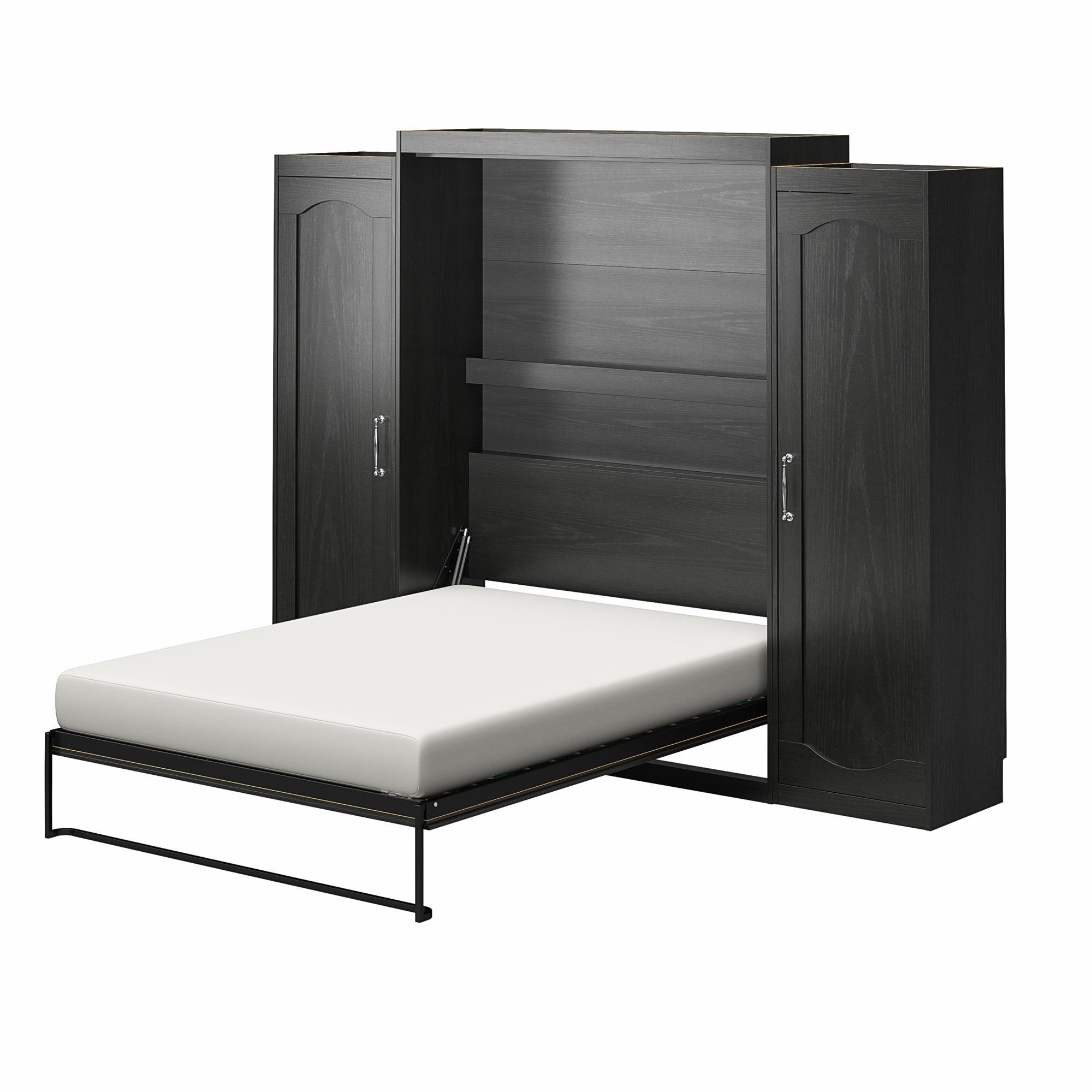 Novogratz Her Majesty Murphy Bed with Cabinets, Queen Size - Black Oak - Queen