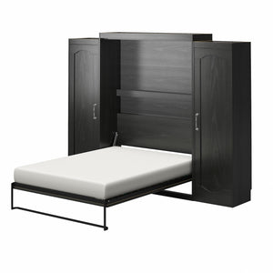 Novogratz Her Majesty Murphy Bed with Cabinets, Queen Size - Black Oak - Queen