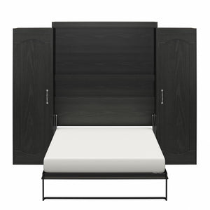 Novogratz Her Majesty Murphy Bed with Cabinets, Queen Size - Black Oak - Queen