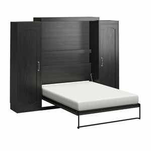 Novogratz Her Majesty Murphy Bed with Cabinets, Queen Size - Black Oak - Queen