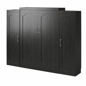Novogratz Her Majesty Murphy Bed with Cabinets, Queen Size - Black Oak - Queen