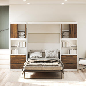 Signature Sleep Pinnacle Murphy Bed with Cabinets - Columbia Walnut - Full