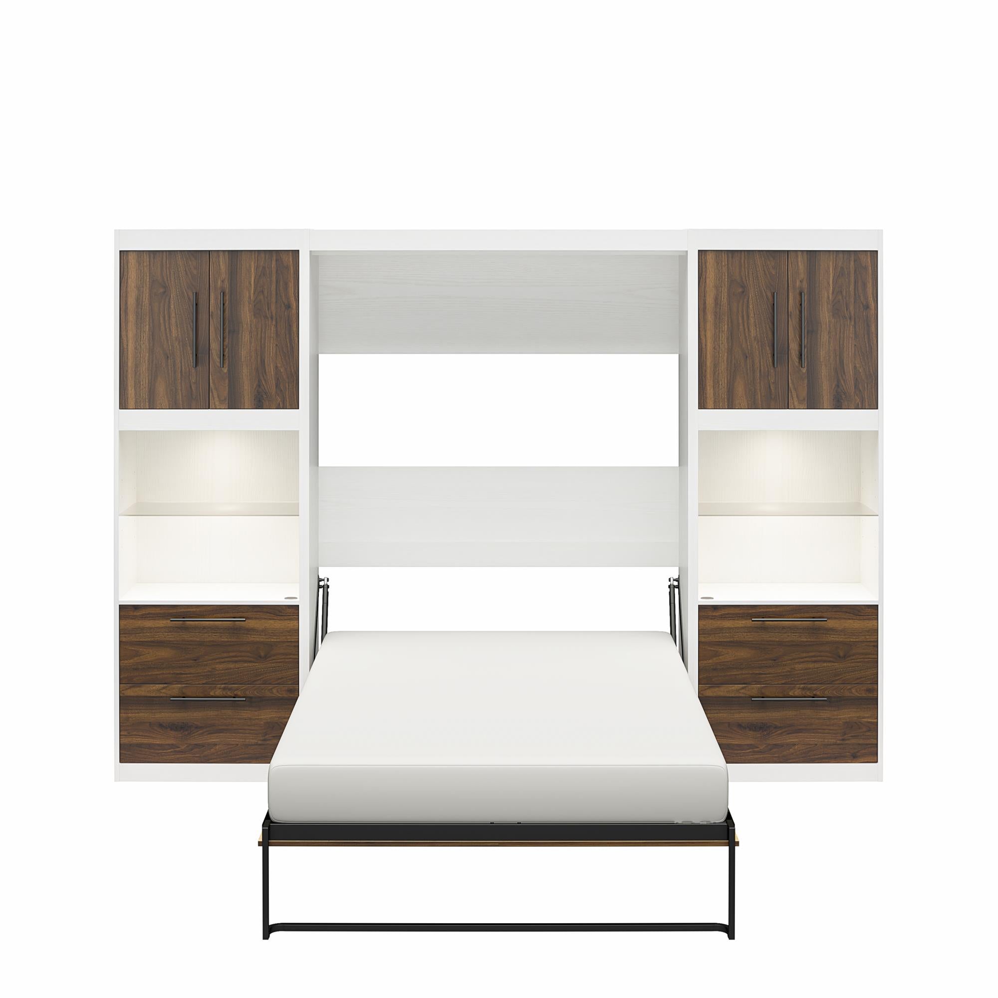 Signature Sleep Pinnacle Murphy Bed with Cabinets - Columbia Walnut - Full