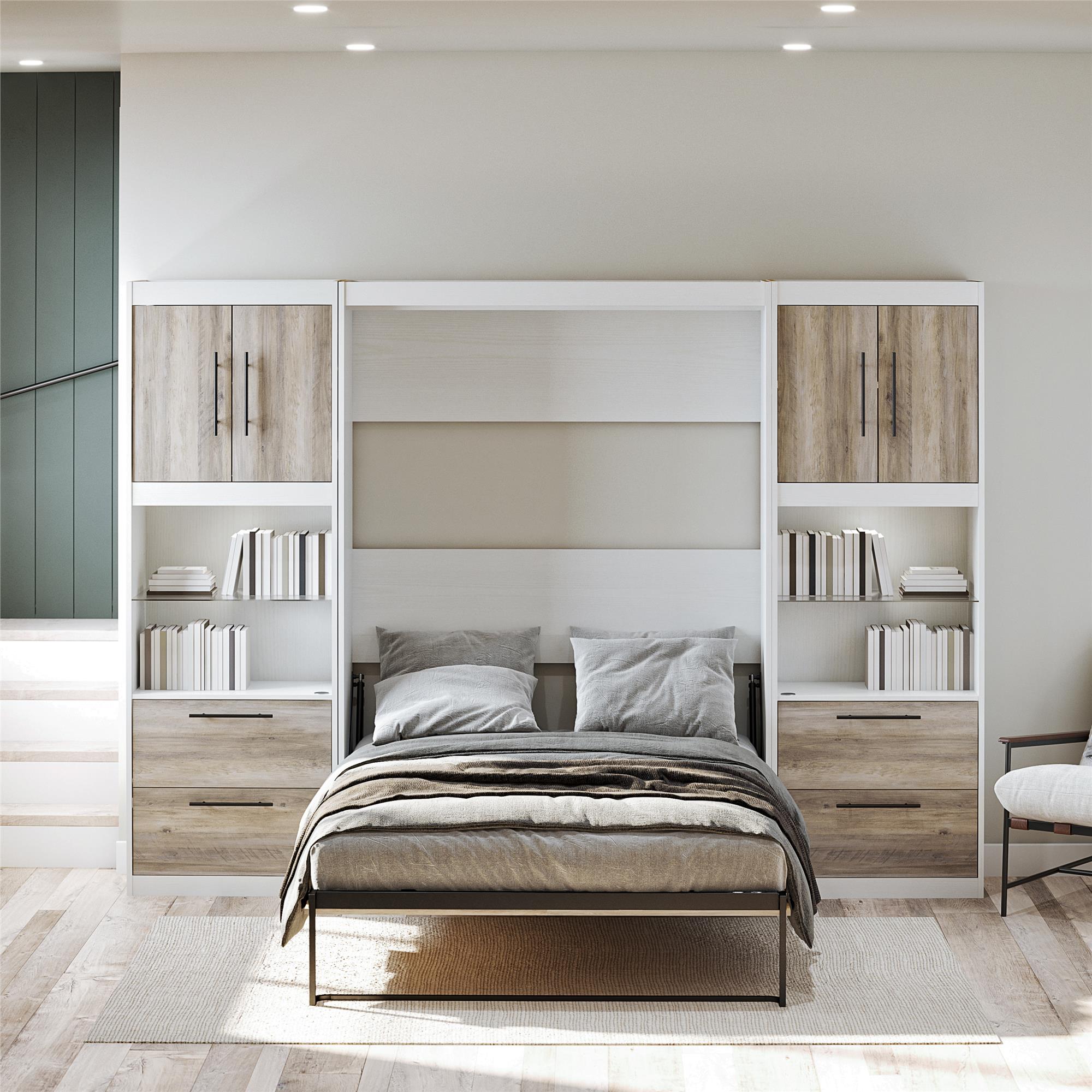 Signature Sleep Pinnacle Murphy Bed with Cabinets - Gray Oak - Full