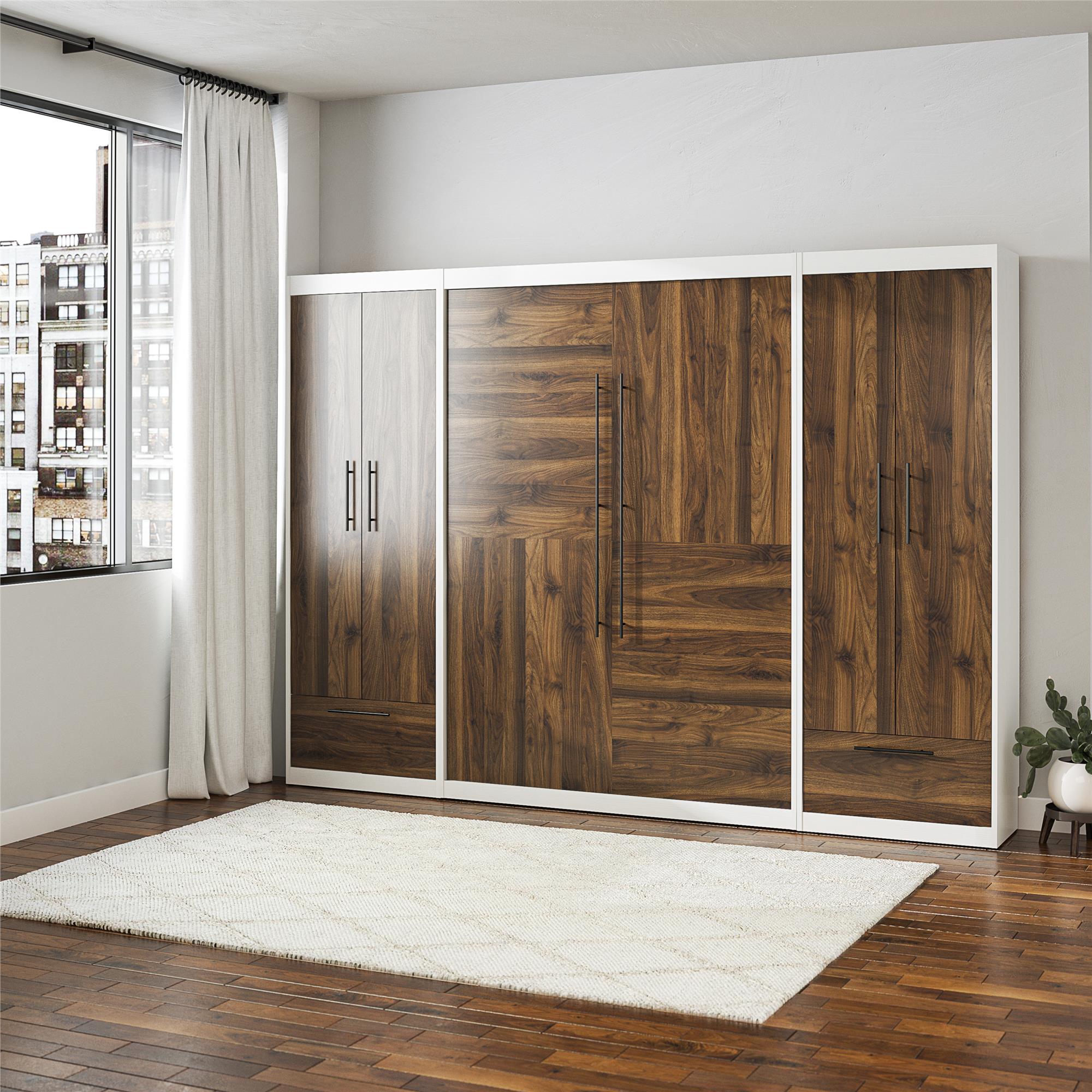 Signature Sleep Pinnacle Murphy Bed with Cabinets - Columbia Walnut - Full