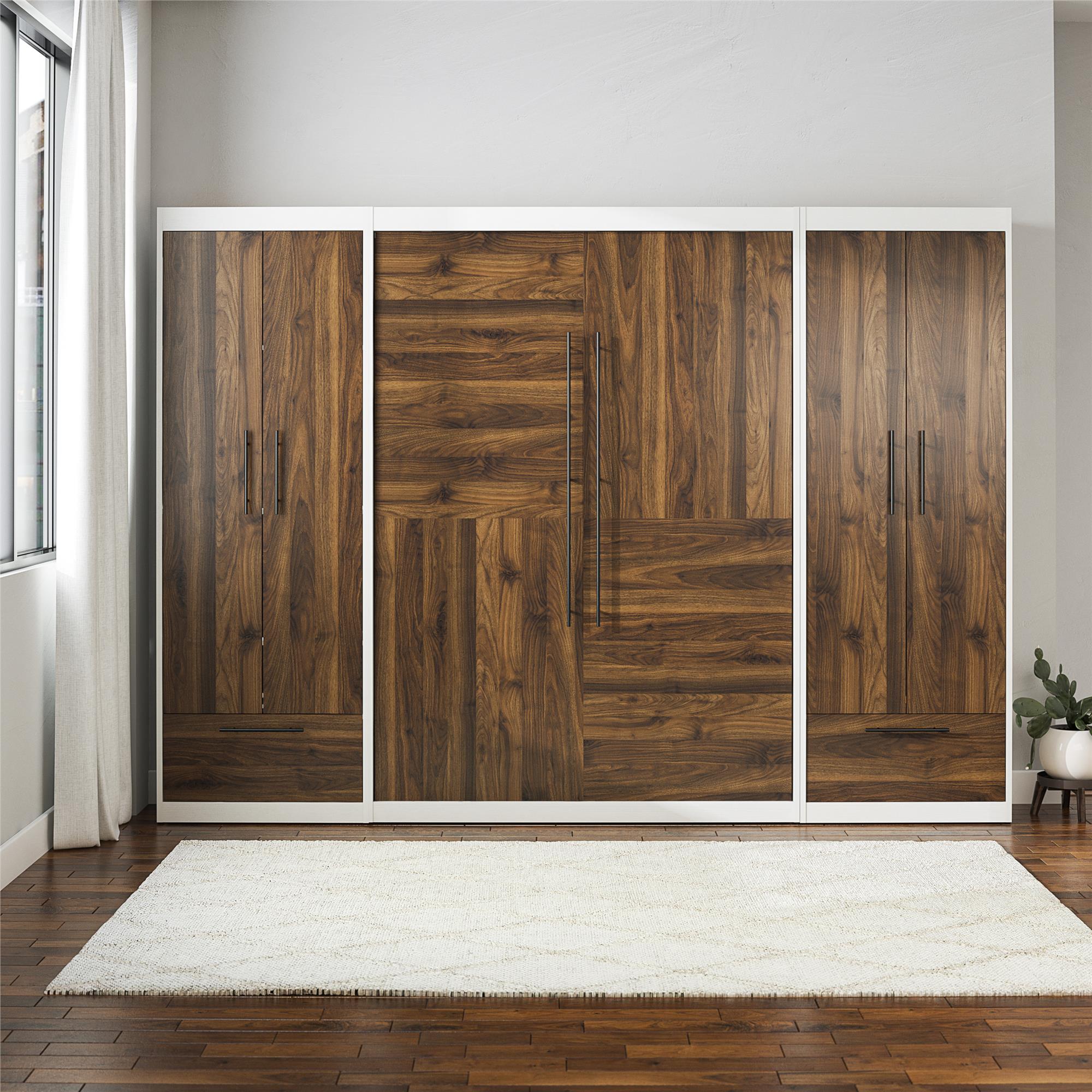 Signature Sleep Pinnacle Murphy Bed with Cabinets - Columbia Walnut - Full