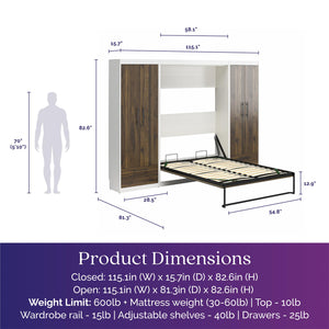 Signature Sleep Pinnacle Murphy Bed with Cabinets - Columbia Walnut - Full