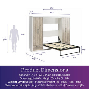 Signature Sleep Pinnacle Murphy Bed with Cabinets - Gray Oak - Full