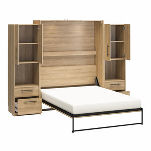 Novogratz Holly Hills Murphy Bed with Cabinets, Queen Size - Light Oak - Queen