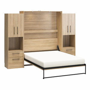Novogratz Holly Hills Murphy Bed with Cabinets, Queen Size - Light Oak - Queen