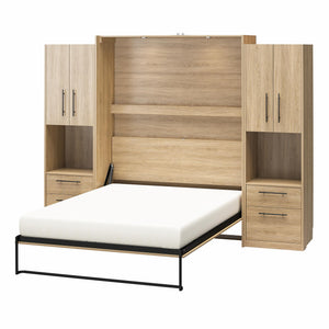 Novogratz Holly Hills Murphy Bed with Cabinets, Queen Size - Light Oak - Queen
