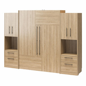 Novogratz Holly Hills Murphy Bed with Cabinets, Queen Size - Light Oak - Queen