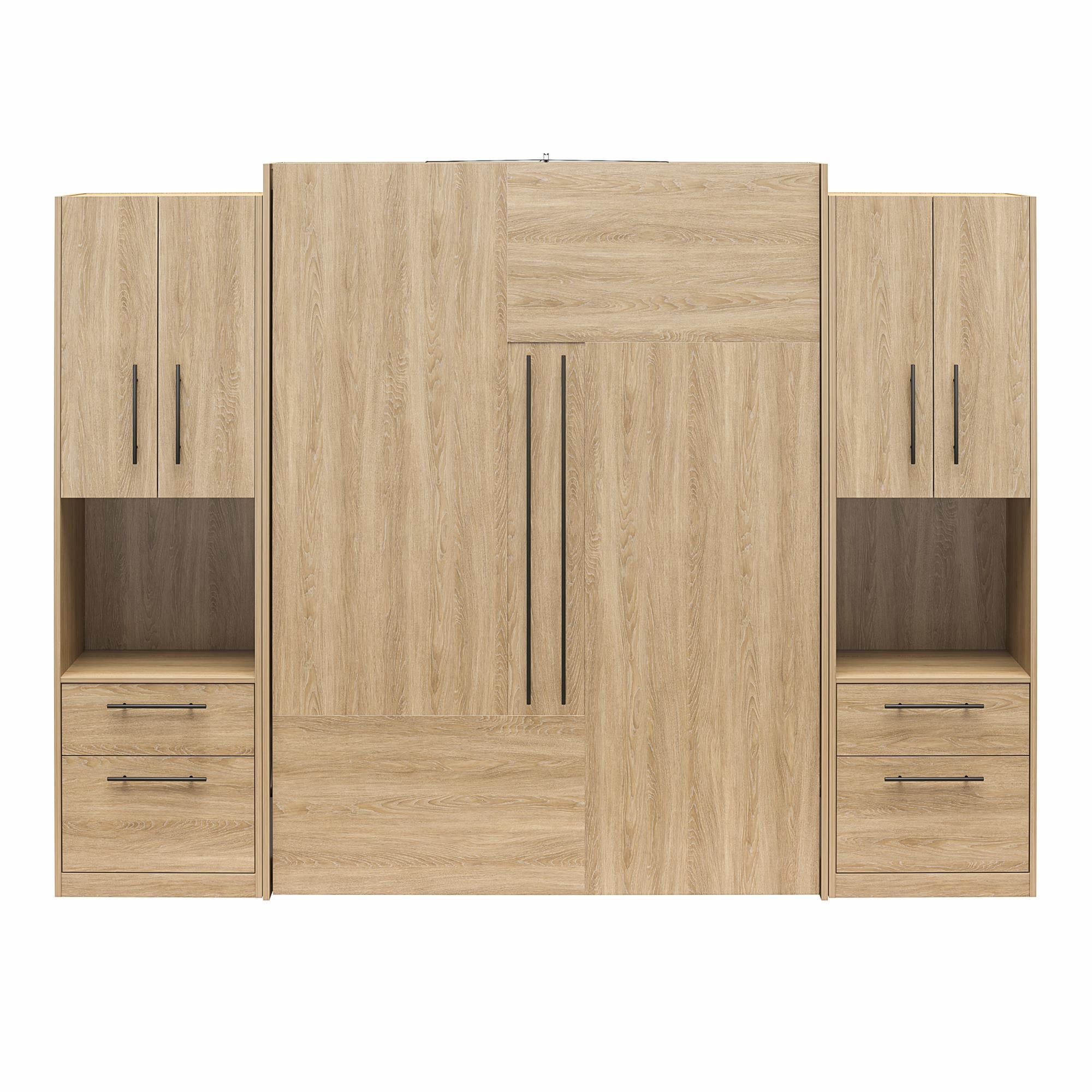 Novogratz Holly Hills Murphy Bed with Cabinets, Queen Size - Light Oak - Queen