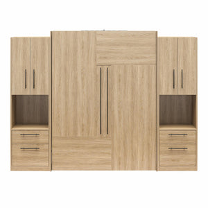 Novogratz Holly Hills Murphy Bed with Cabinets, Queen Size - Light Oak - Queen