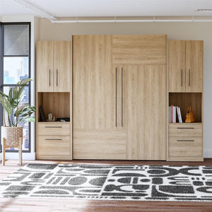 Novogratz Holly Hills Murphy Bed with Cabinets, Queen Size - Light Oak - Queen
