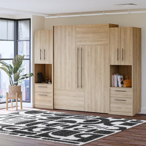 Novogratz Holly Hills Murphy Bed with Cabinets, Queen Size - Light Oak - Queen