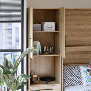 Novogratz Holly Hills Murphy Bed with Cabinets, Queen Size - Light Oak - Queen