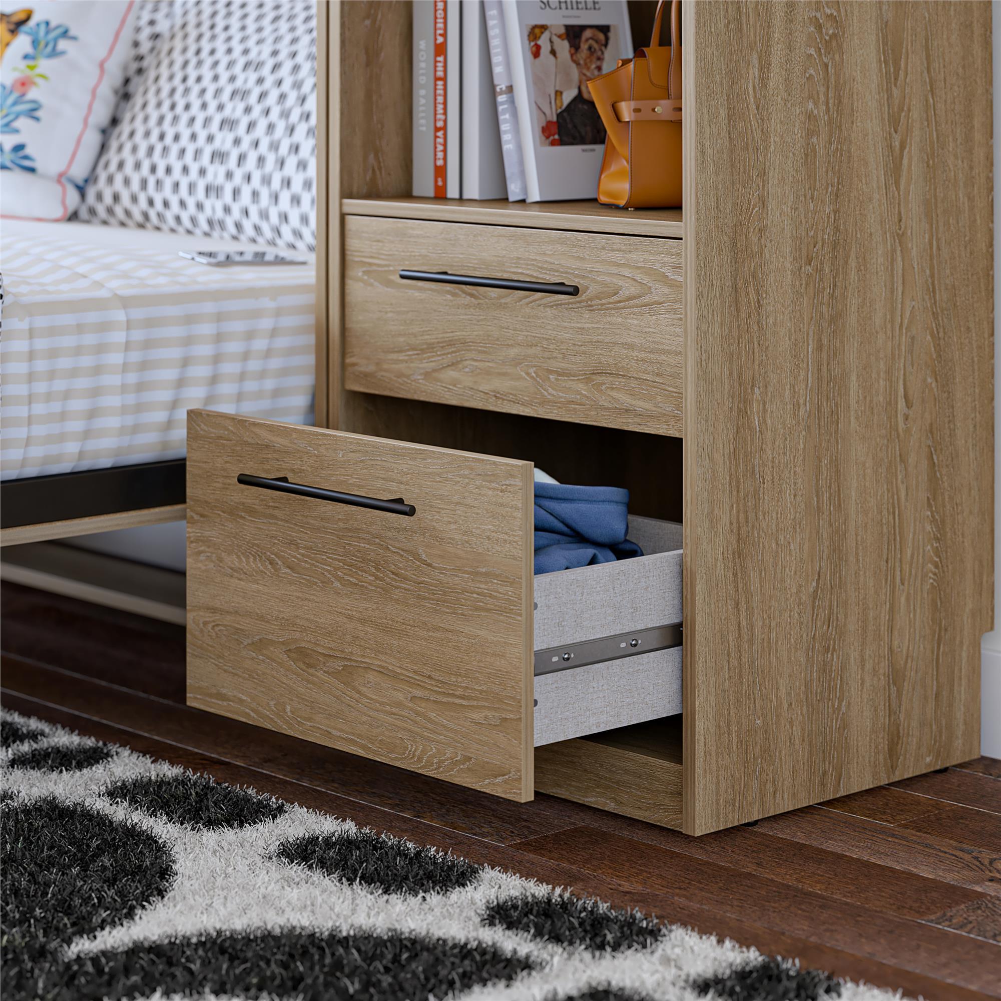 Novogratz Holly Hills Murphy Bed with Cabinets, Queen Size - Light Oak - Queen