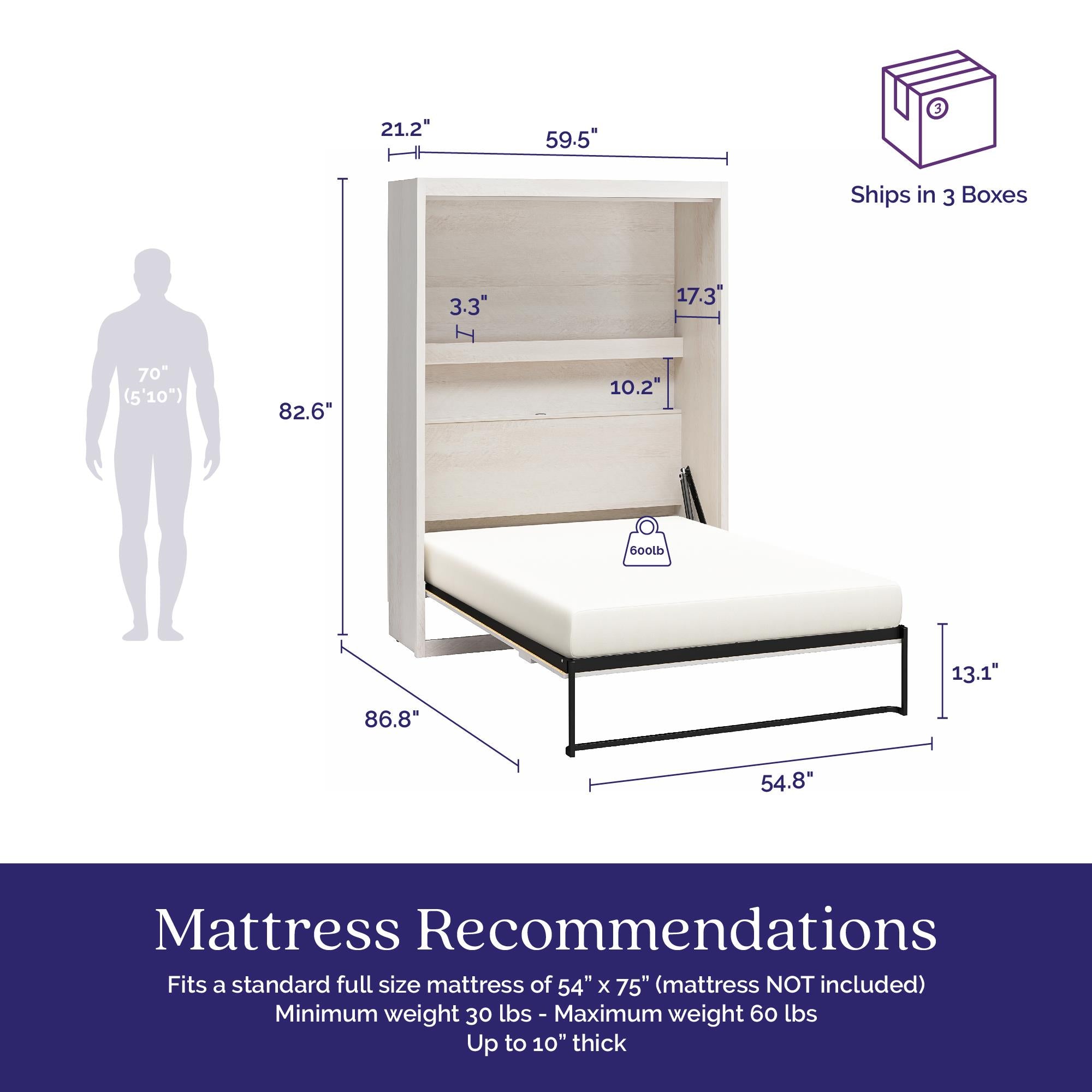 Signature Sleep Farmington Murphy Bed - Ivory Oak - Full