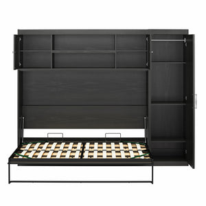 Novogratz Her Majesty Daybed with 1 Storage Cabinet - Black Oak - Full