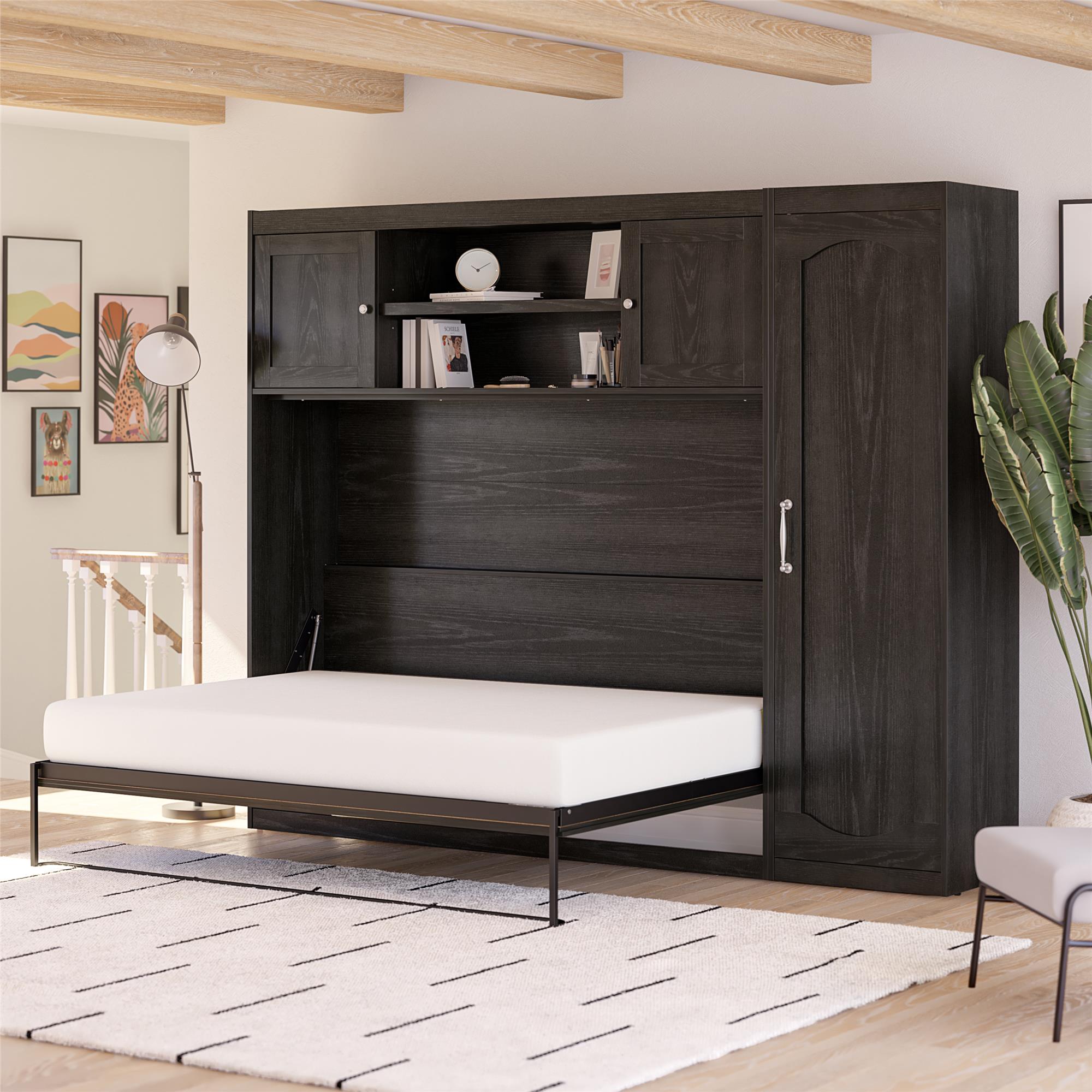 Novogratz Her Majesty Daybed with 1 Storage Cabinet - Black Oak - Full