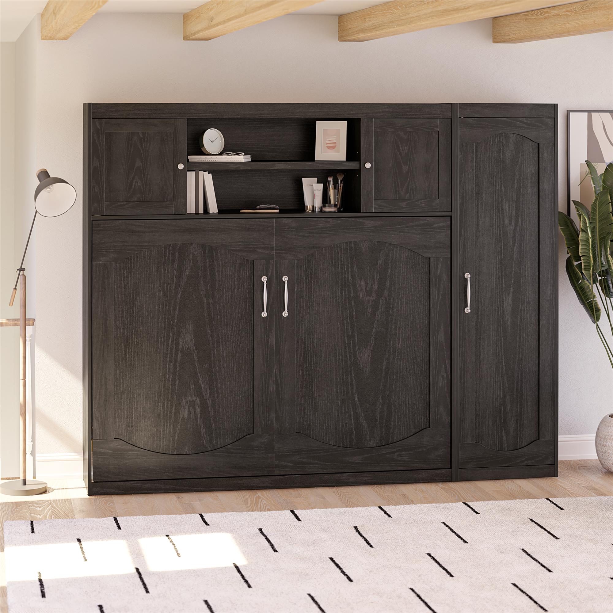 Novogratz Her Majesty Daybed with 1 Storage Cabinet - Black Oak - Full