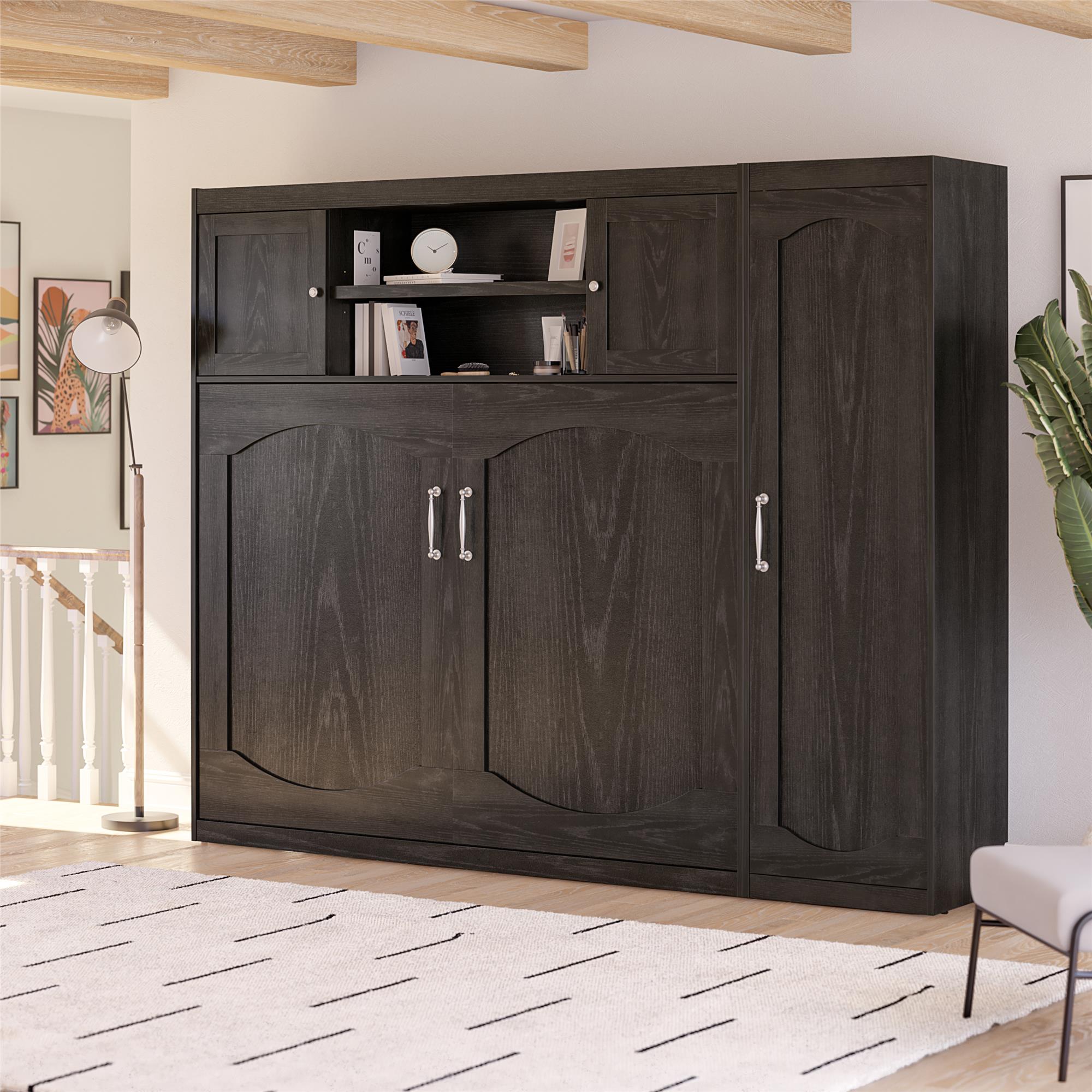Novogratz Her Majesty Daybed with 1 Storage Cabinet - Black Oak - Full
