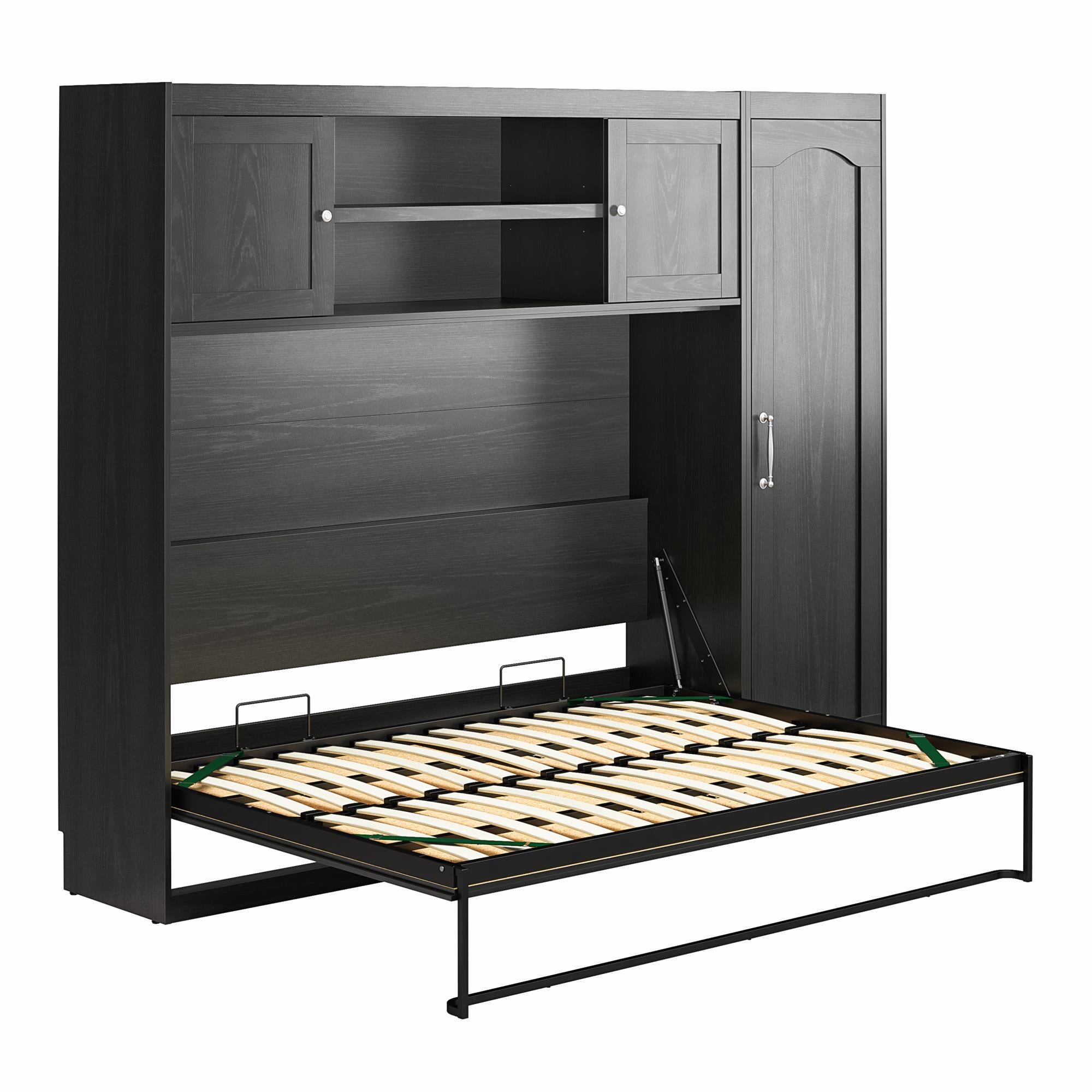 Novogratz Her Majesty Daybed with 1 Storage Cabinet - Black Oak - Full