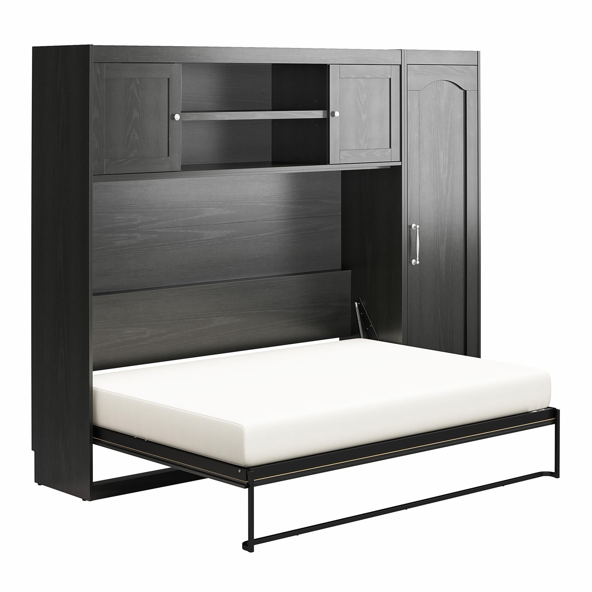 Novogratz Her Majesty Daybed with 1 Storage Cabinet - Black Oak - Full