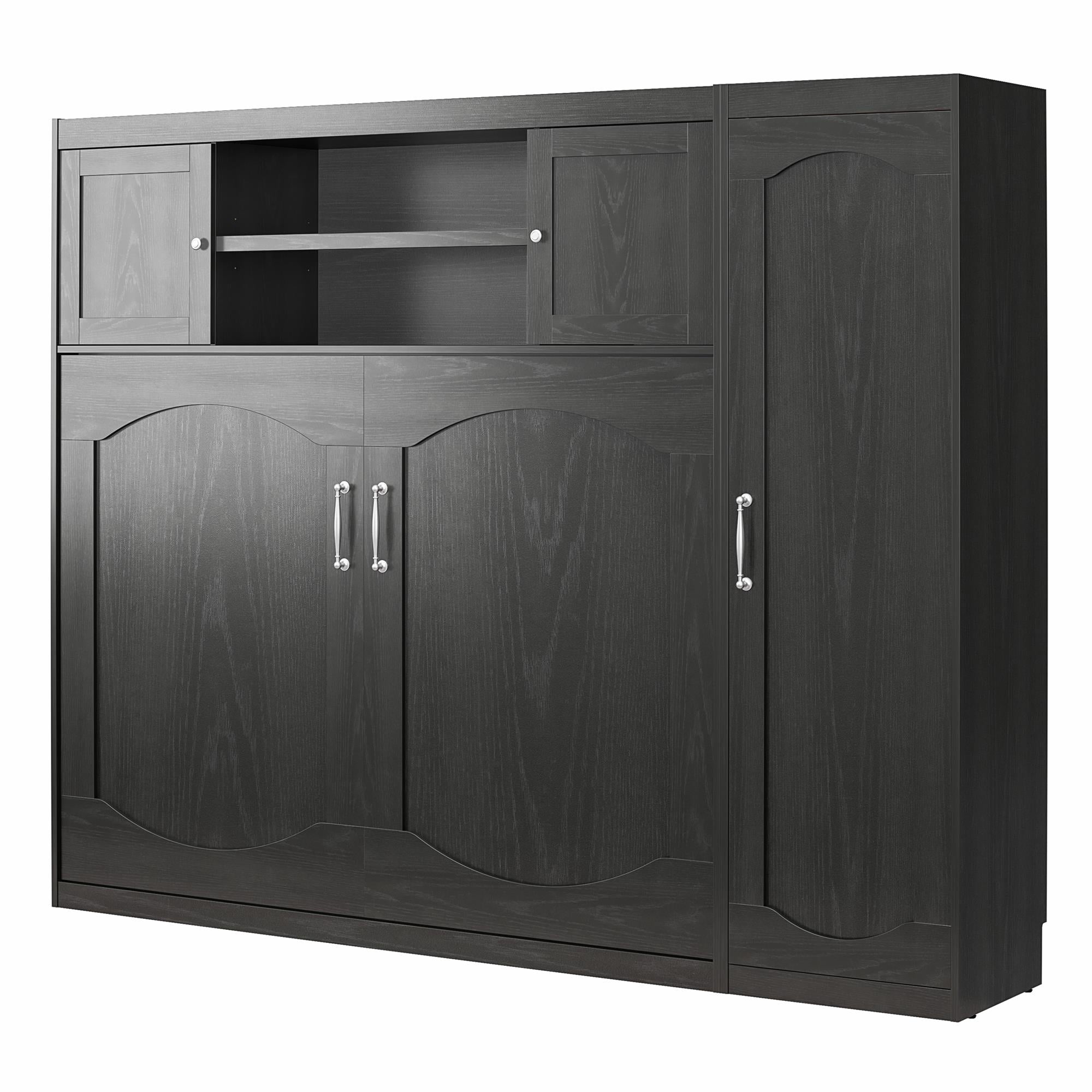 Novogratz Her Majesty Daybed with 1 Storage Cabinet - Black Oak - Full