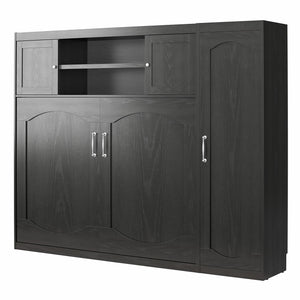 Novogratz Her Majesty Daybed with 1 Storage Cabinet - Black Oak - Full